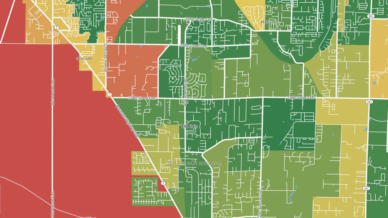 Elk Plain, Spanaway, WA Map of Theft Rates