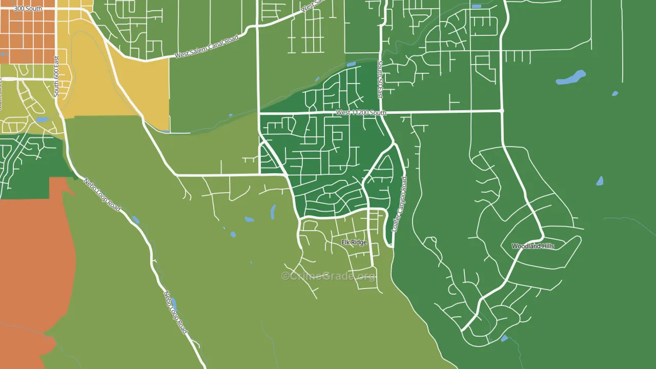 Elk Ridge, UT Map of Theft Rates