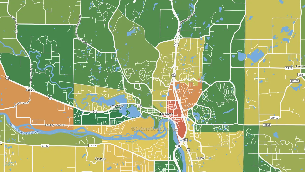 Elk River, MN Map of Theft Rates
