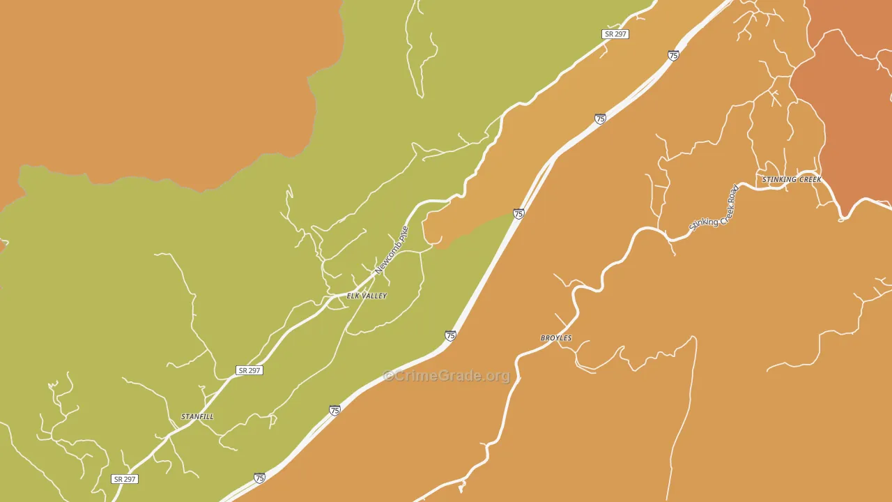 Elk Valley, TN Map of Theft Rates
