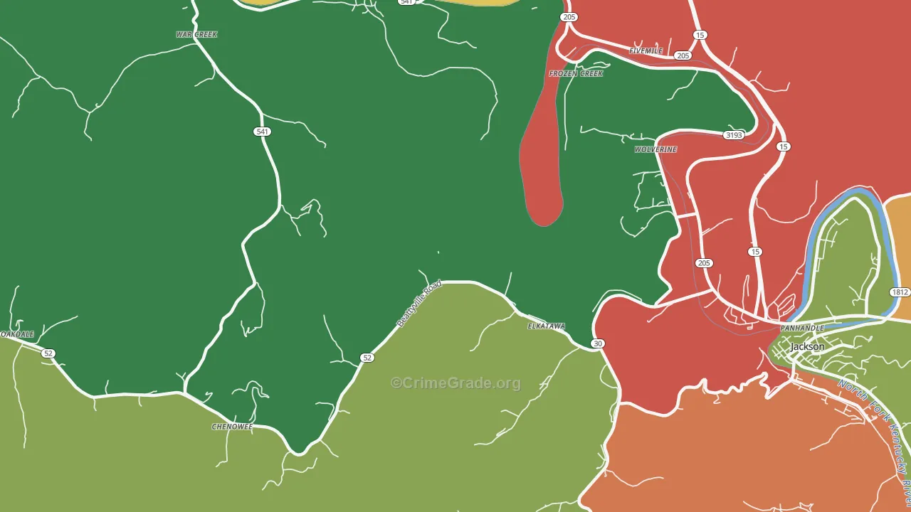 Elkatawa, KY Map of Theft Rates