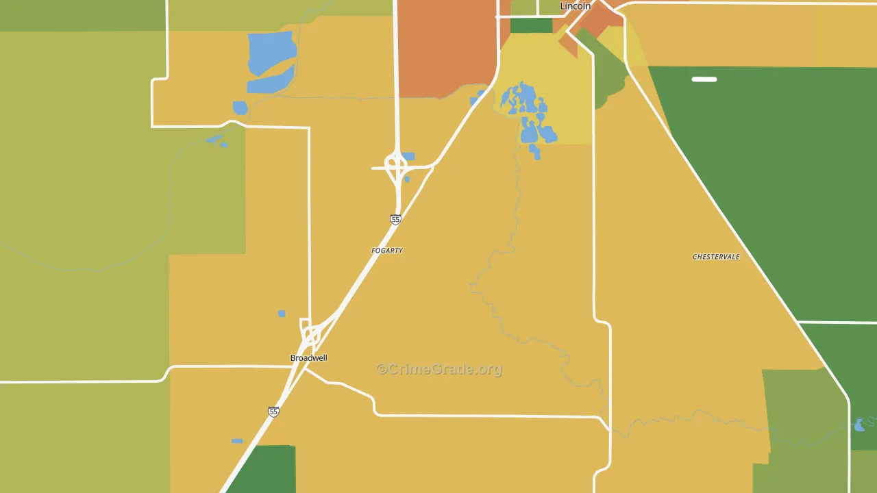 Elkhart, IL Map of Theft Rates
