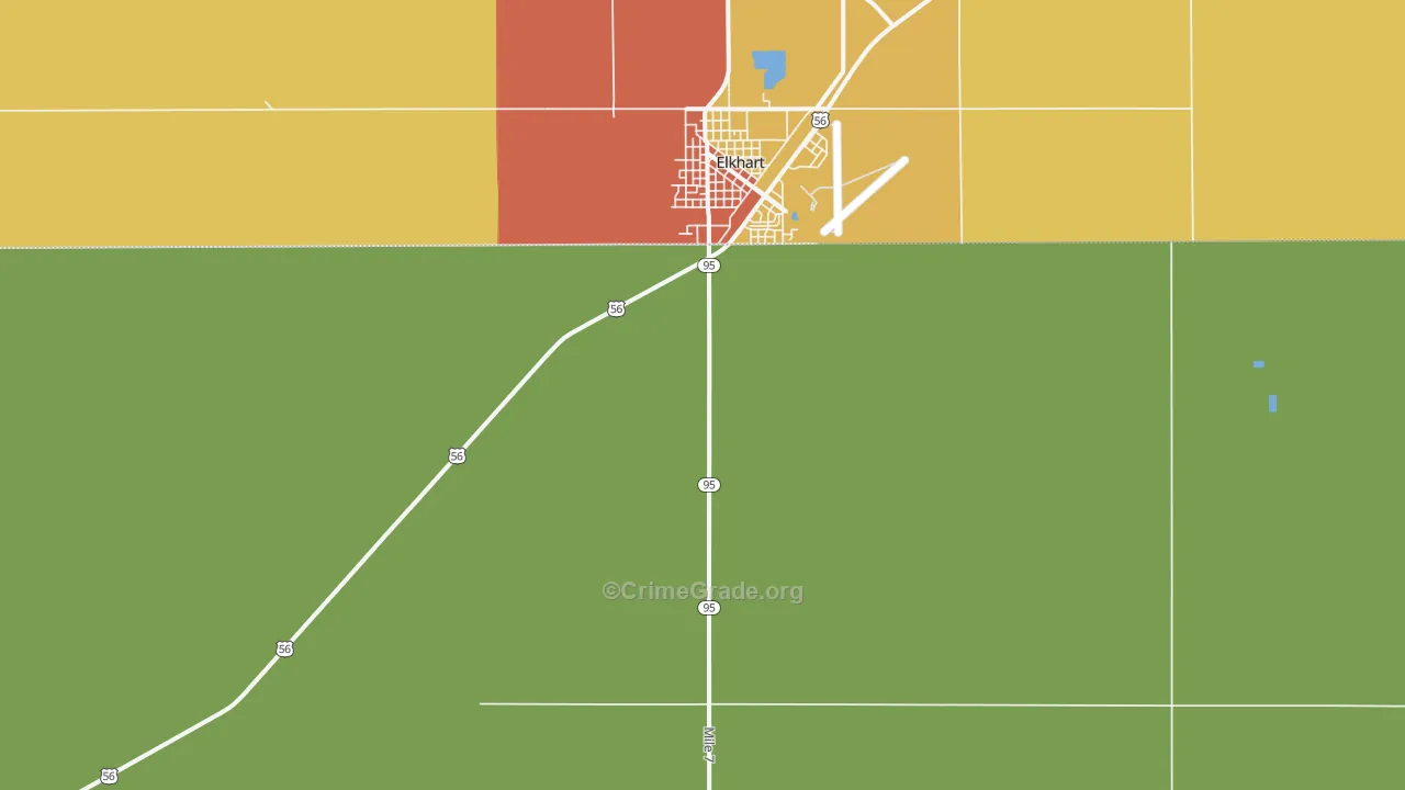 Elkhart, OK Map of Theft Rates