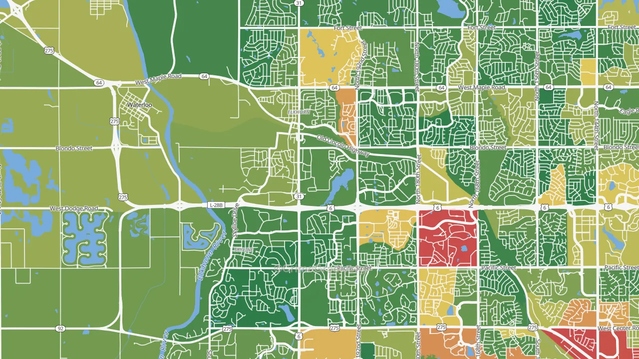 Elkhorn, NE Map of Theft Rates