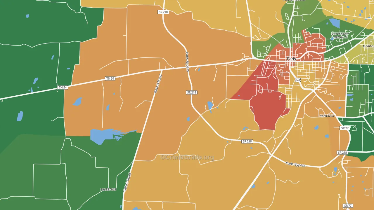 Elkhorn, TN Map of Theft Rates