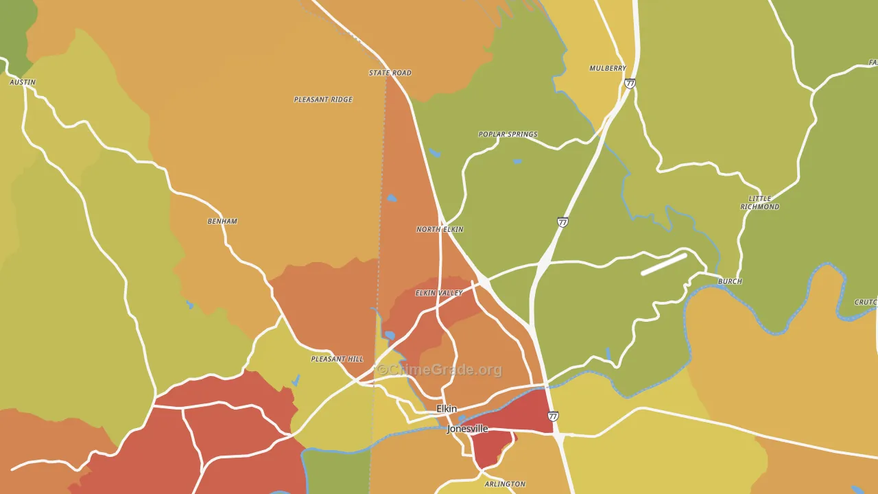 Elkin, NC Map of Theft Rates