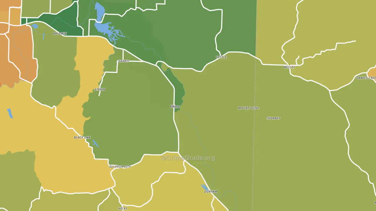 Elkins, AR Map of Theft Rates