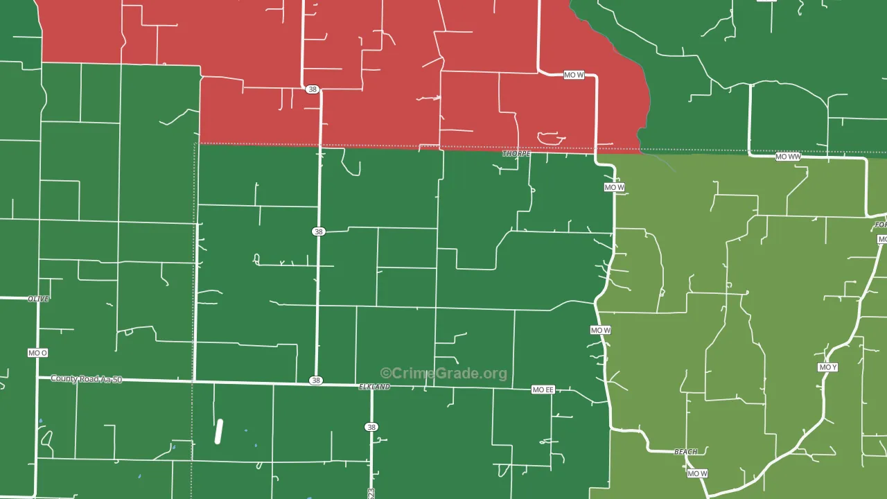 Elkland, MO Map of Theft Rates