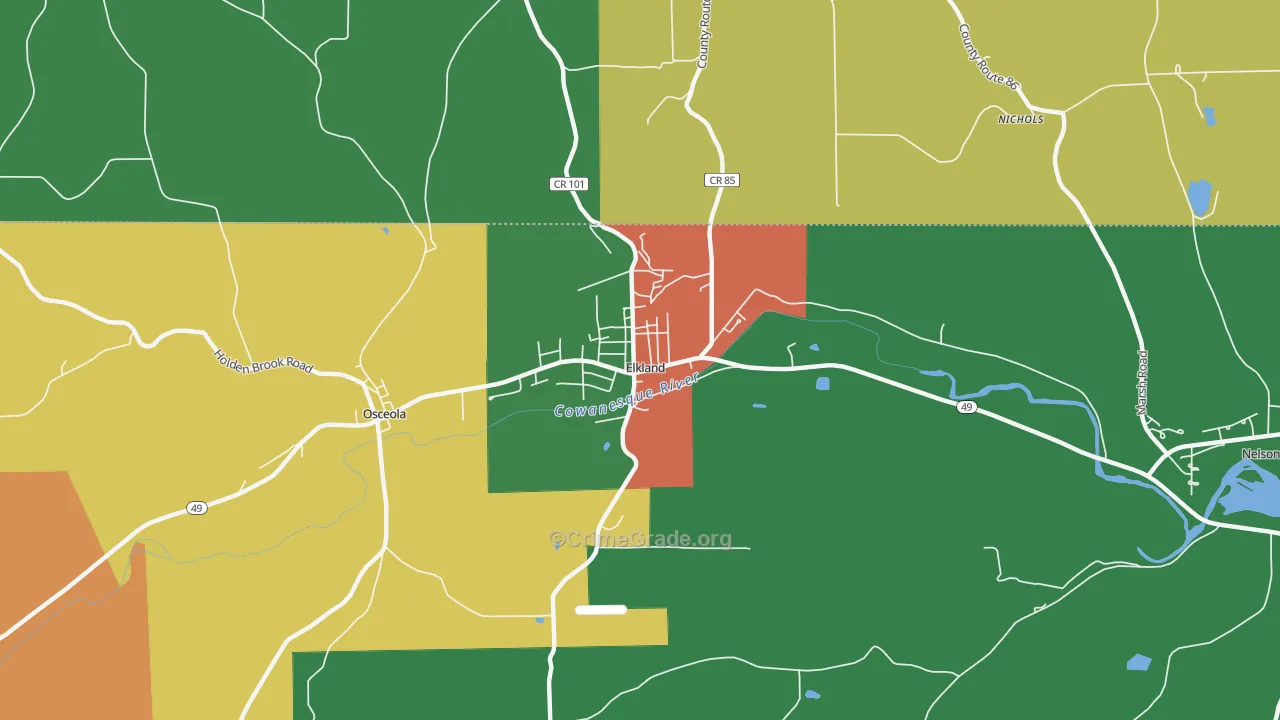 Elkland, PA Map of Theft Rates