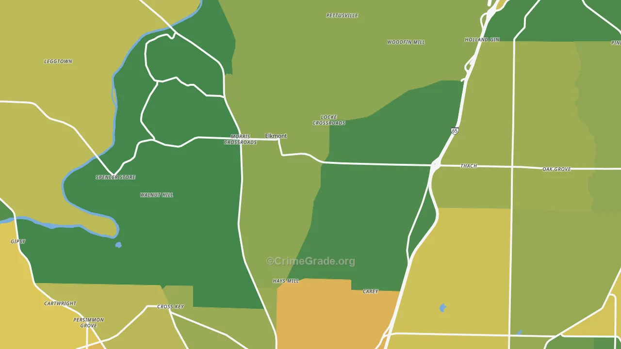 Elkmont, AL Map of Theft Rates