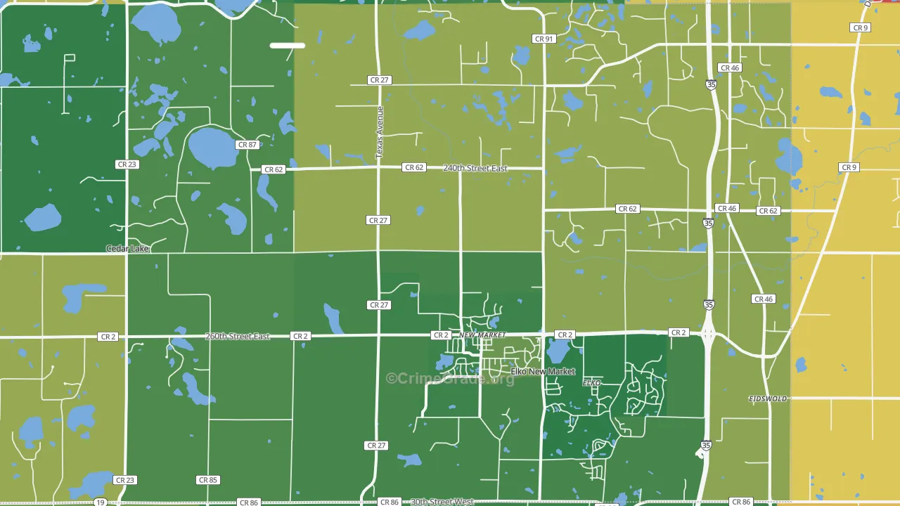 Elko, MN Map of Theft Rates