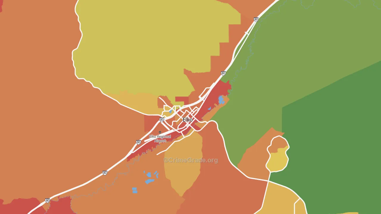 Elko, NV Map of Theft Rates