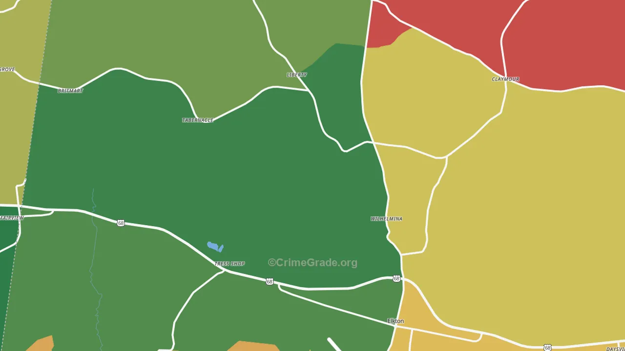 Elkton, KY Map of Theft Rates