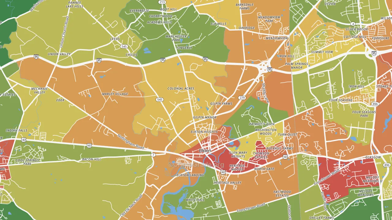 Elkton, MD Map of Theft Rates