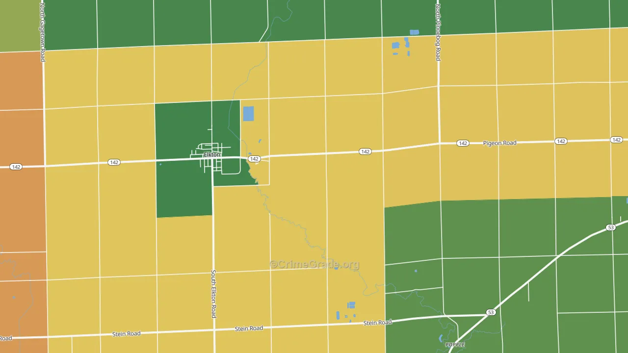 Elkton, MI Map of Theft Rates