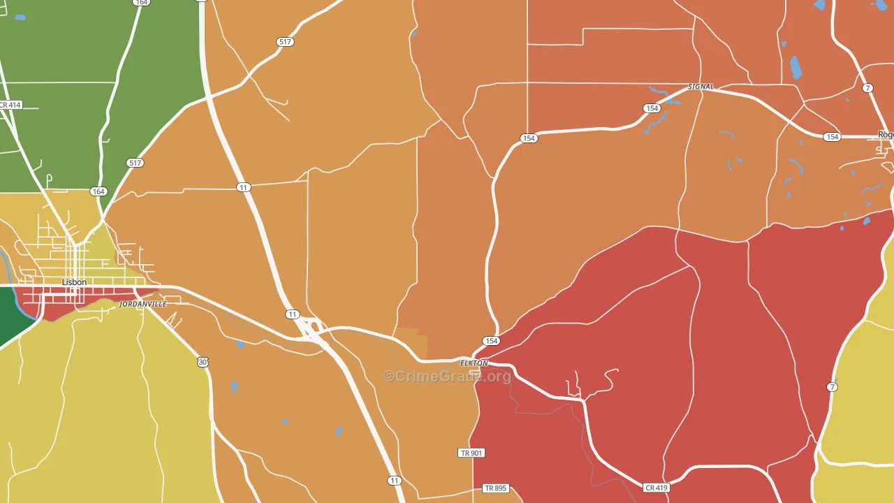 Elkton, OH Map of Theft Rates