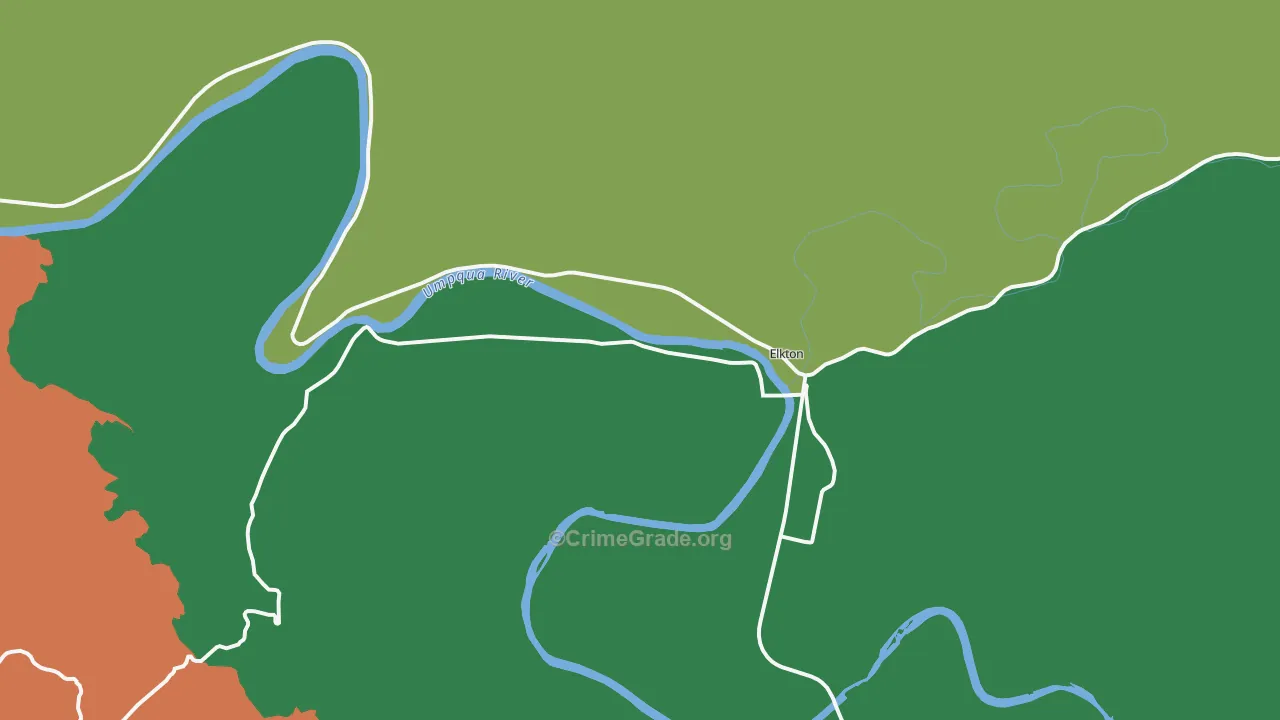 Elkton, OR Map of Theft Rates