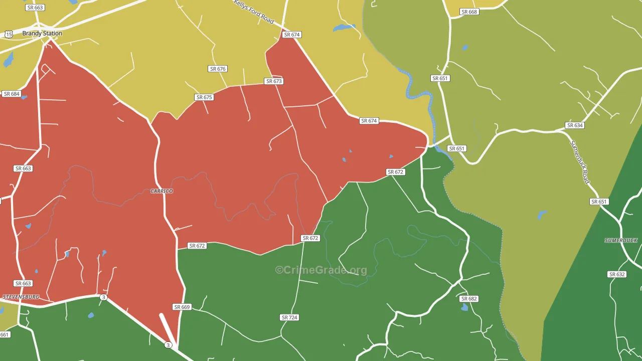 Elkwood, VA Map of Theft Rates