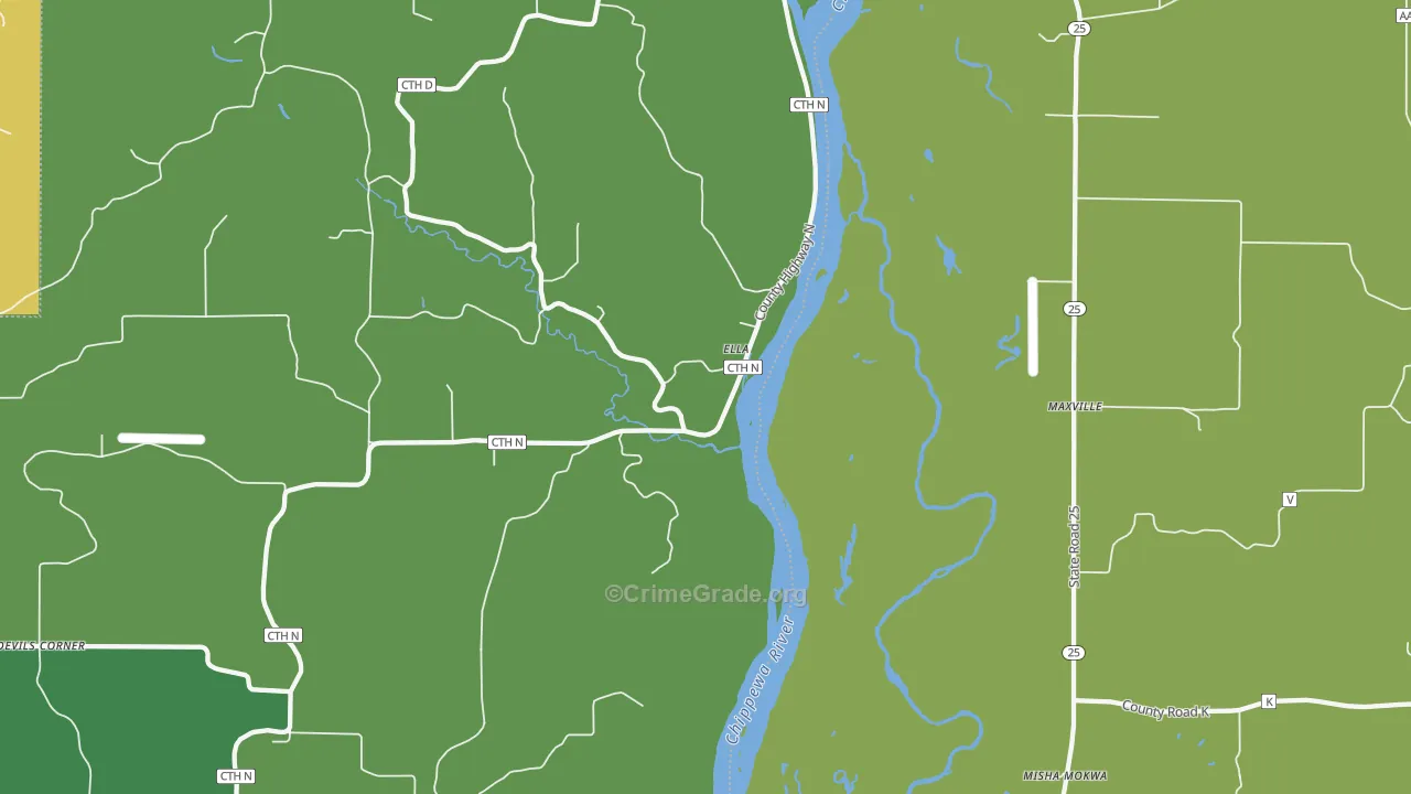 Ella, WI Map of Theft Rates