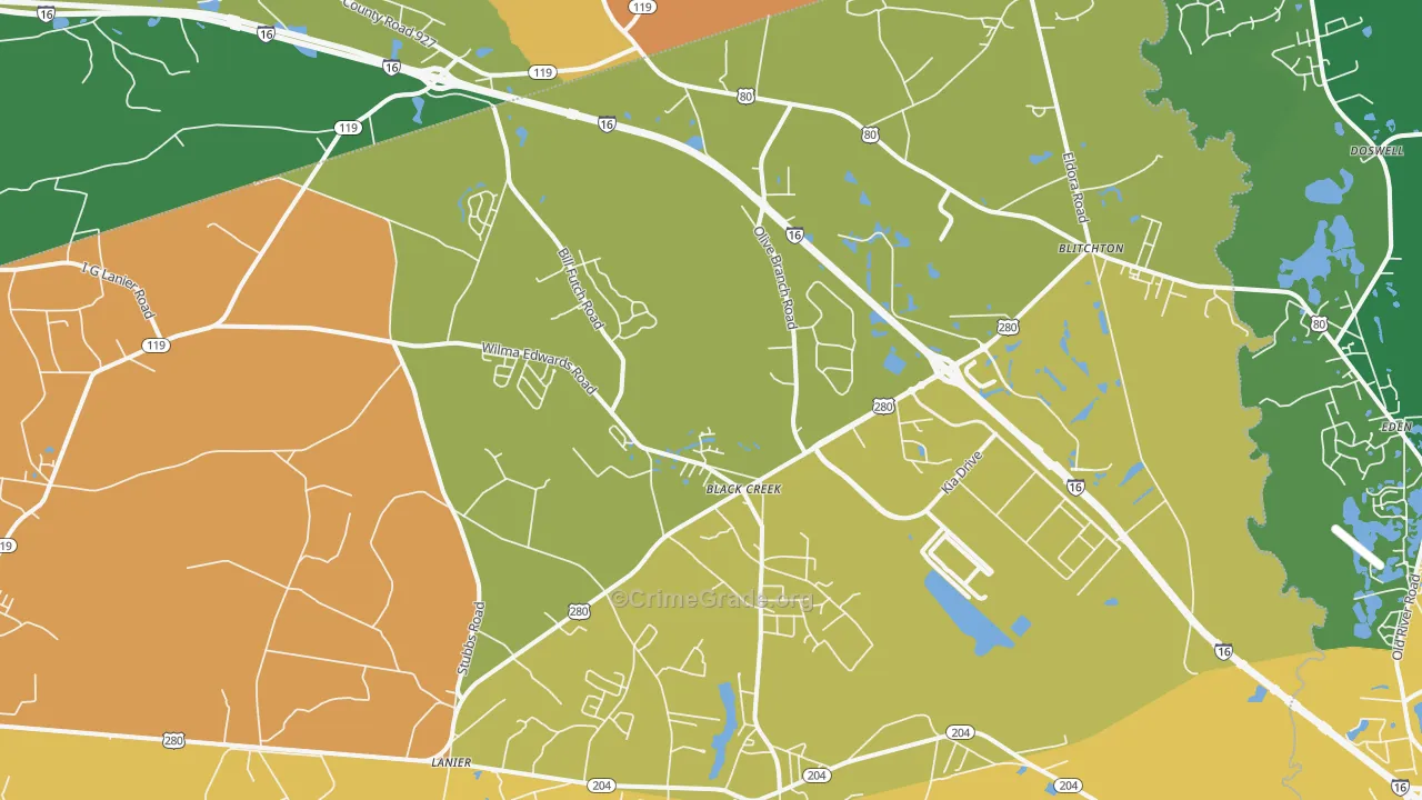 Ellabell, GA Map of Theft Rates