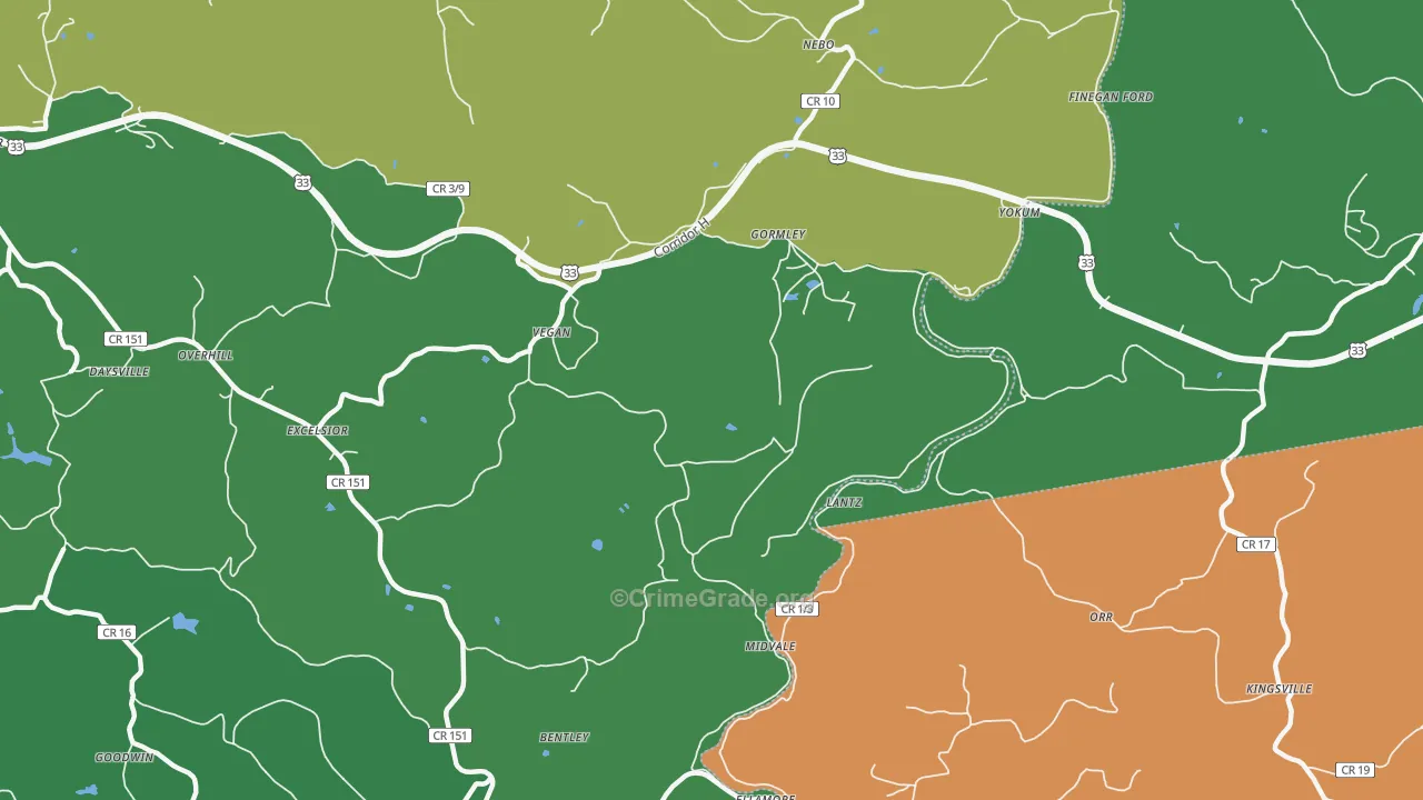 Ellamore, WV Map of Theft Rates