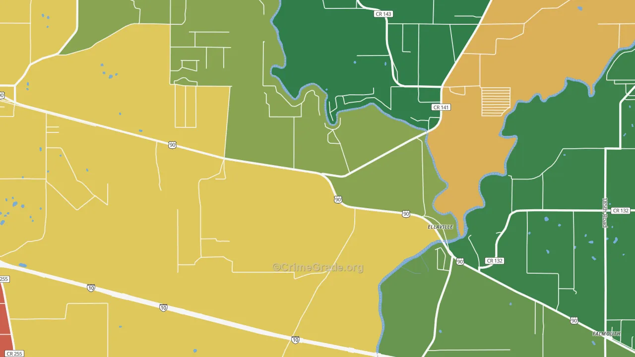 Ellaville, FL Map of Theft Rates