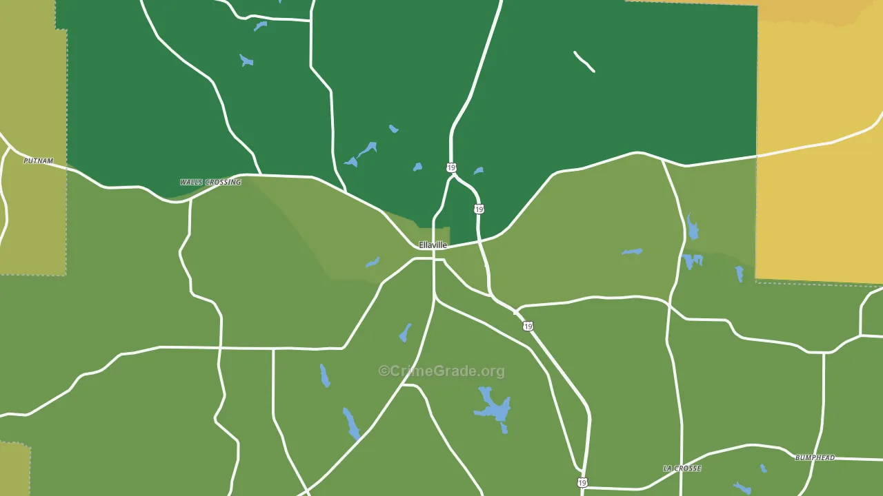 Ellaville, GA Map of Theft Rates