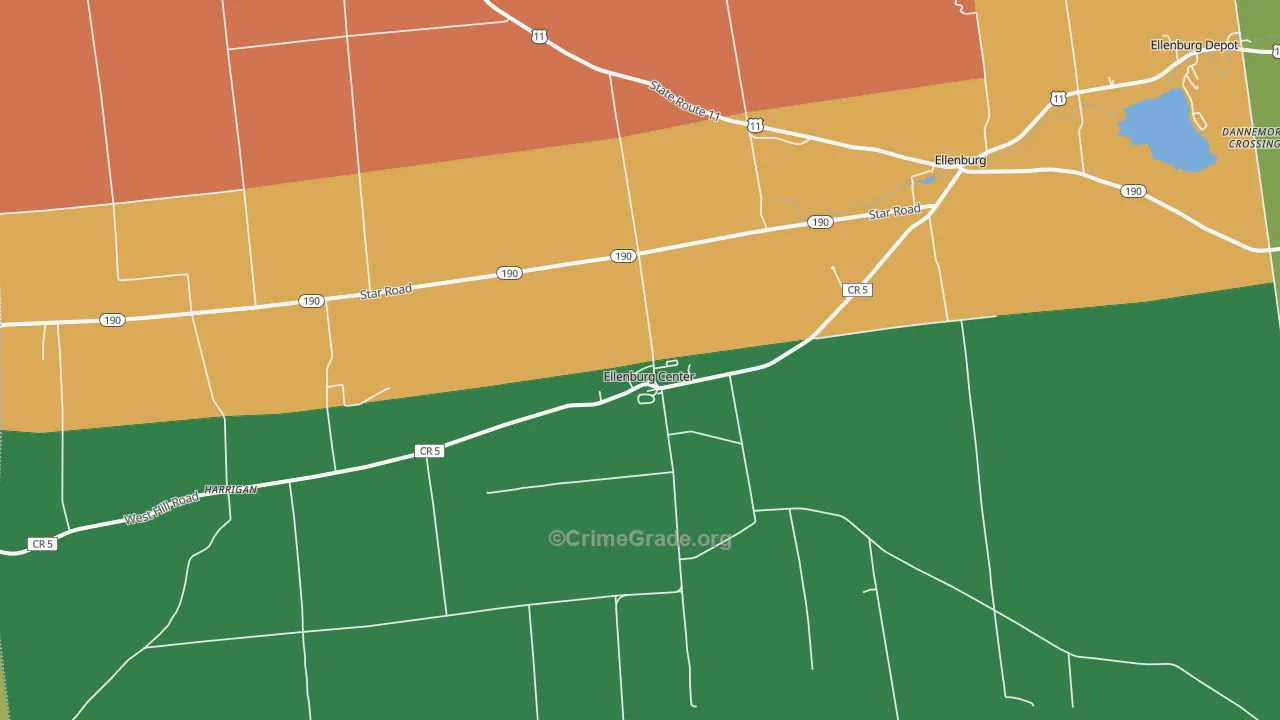 Ellenburg Center, NY Map of Theft Rates