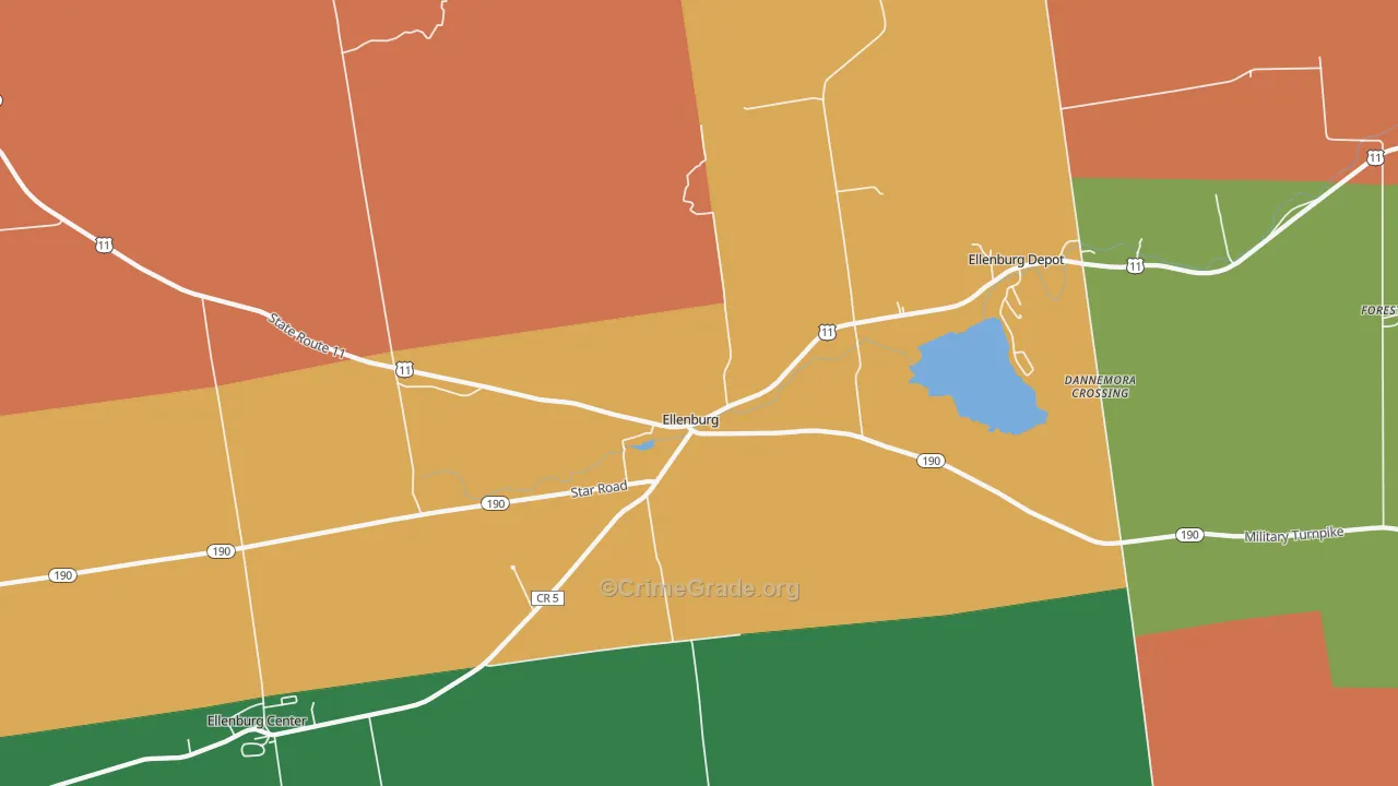 Ellenburg, NY Map of Theft Rates