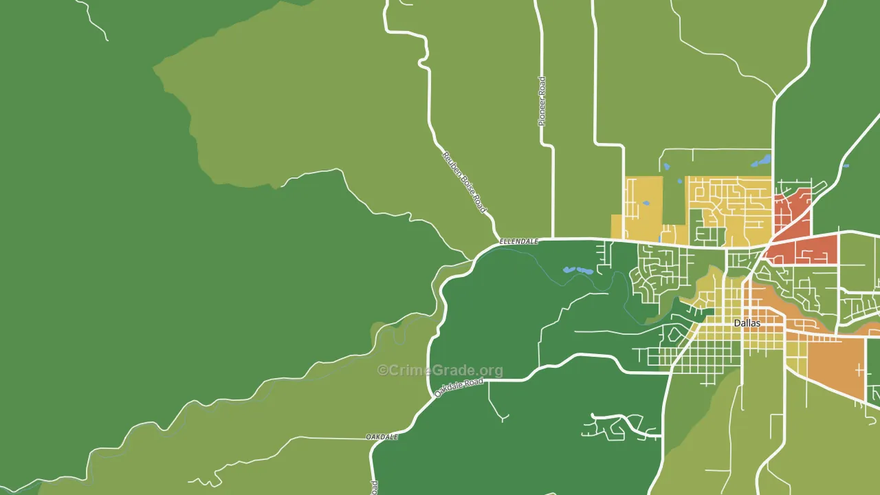 Ellendale, OR Map of Theft Rates