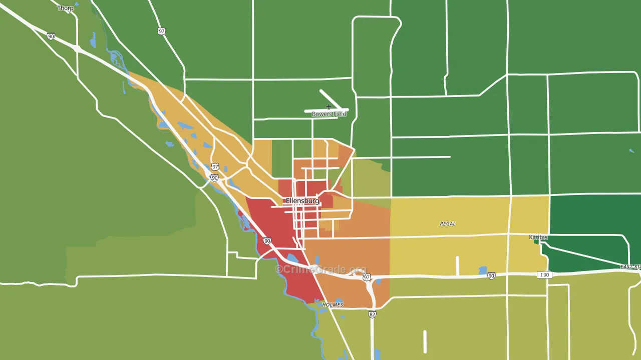Ellensburg, WA Map of Theft Rates