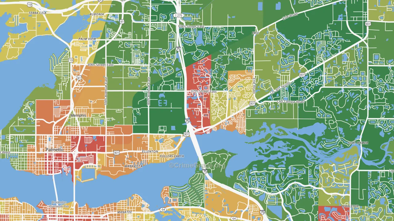Ellenton, FL Map of Theft Rates