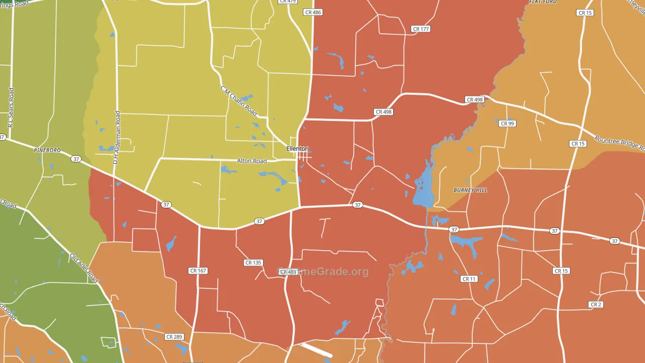 Ellenton, GA Map of Theft Rates