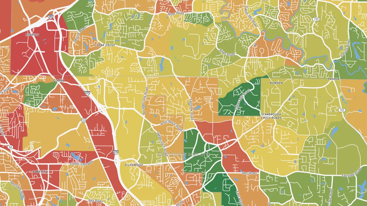 Ellenwood, GA Map of Theft Rates