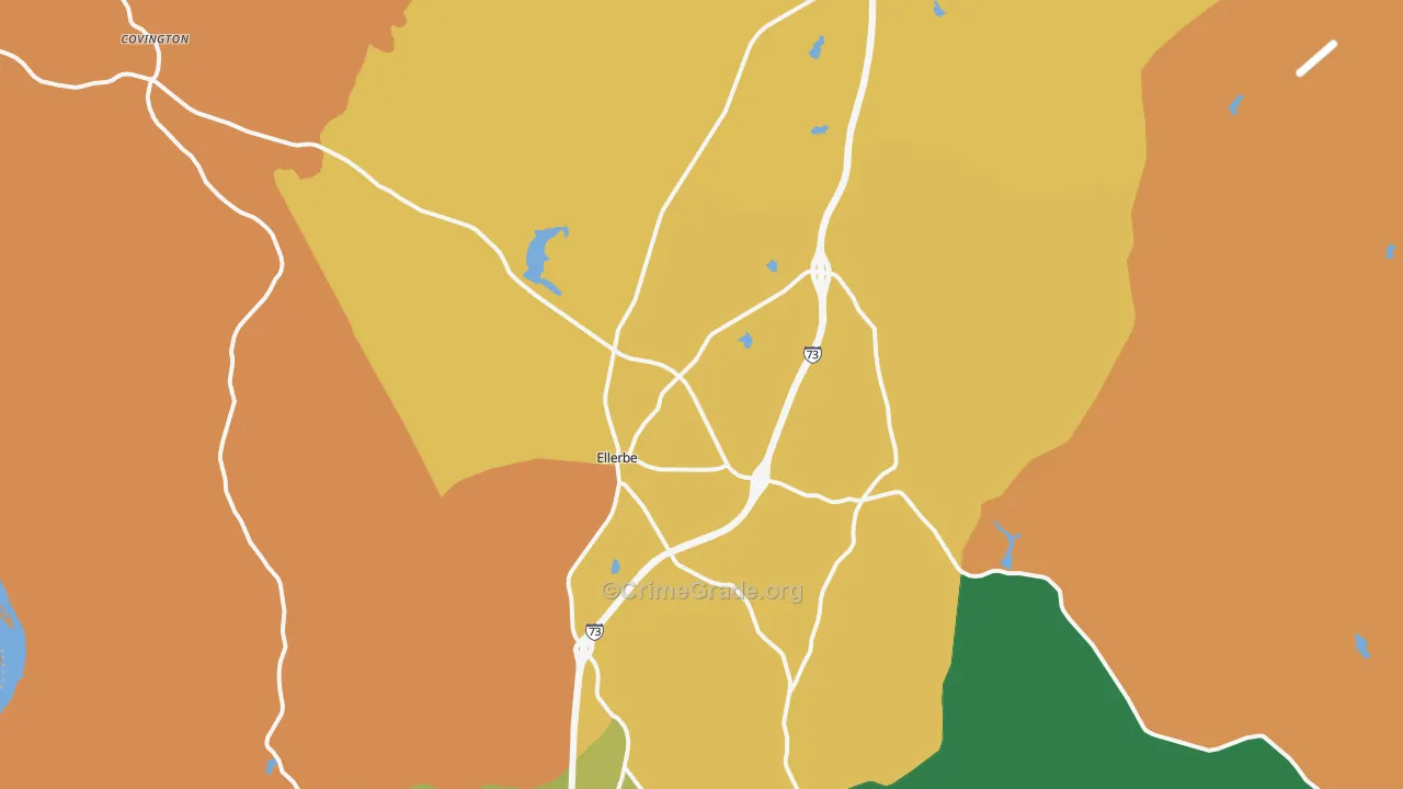 Ellerbe, NC Map of Theft Rates