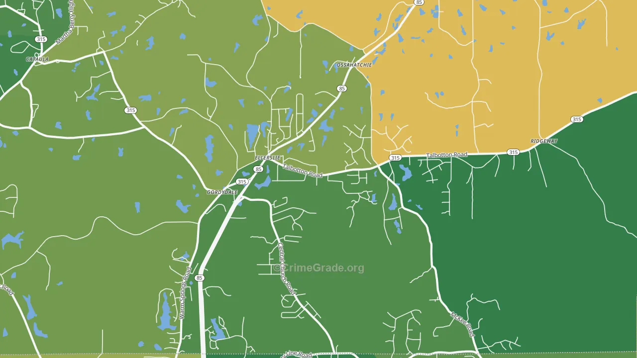 Ellerslie, GA Map of Theft Rates