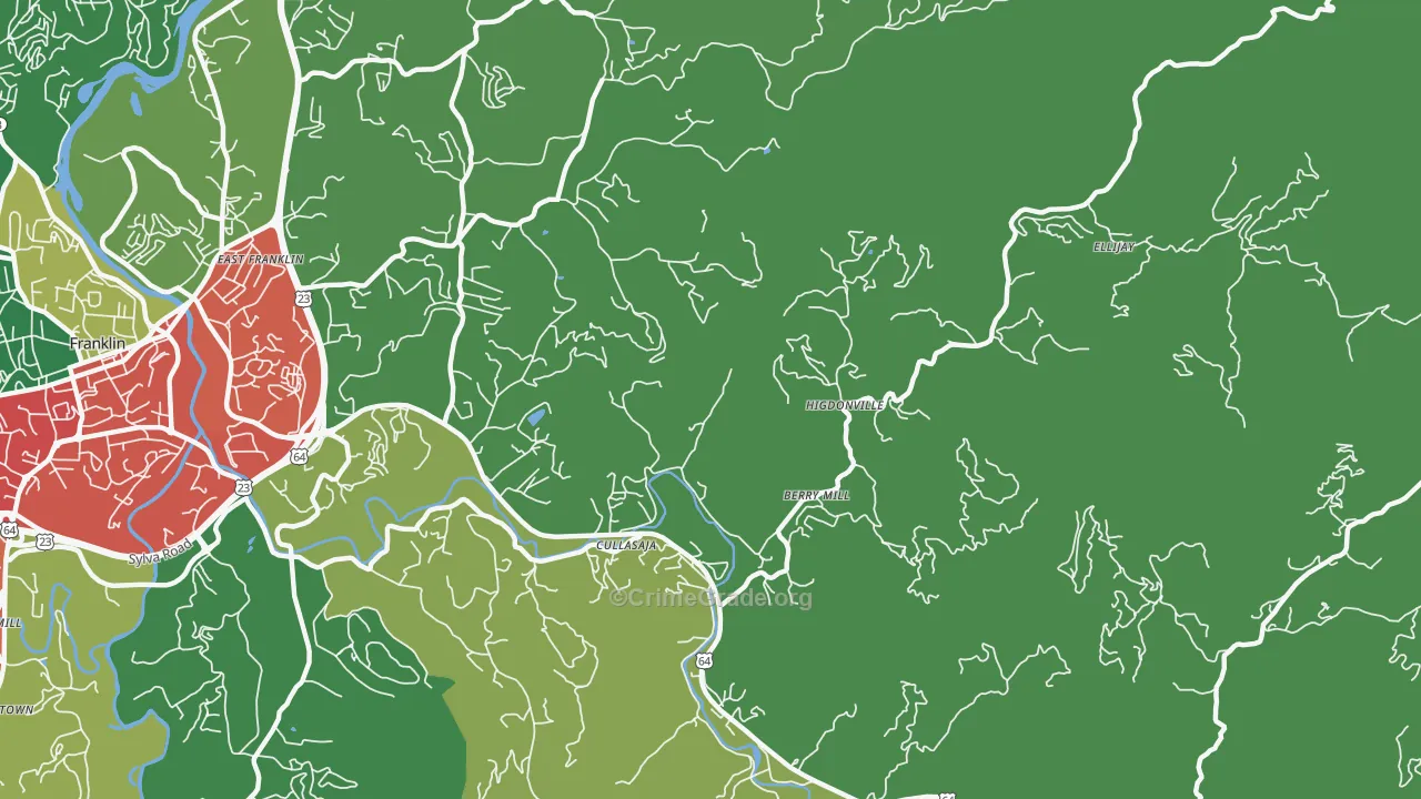 Ellijay, NC Map of Theft Rates