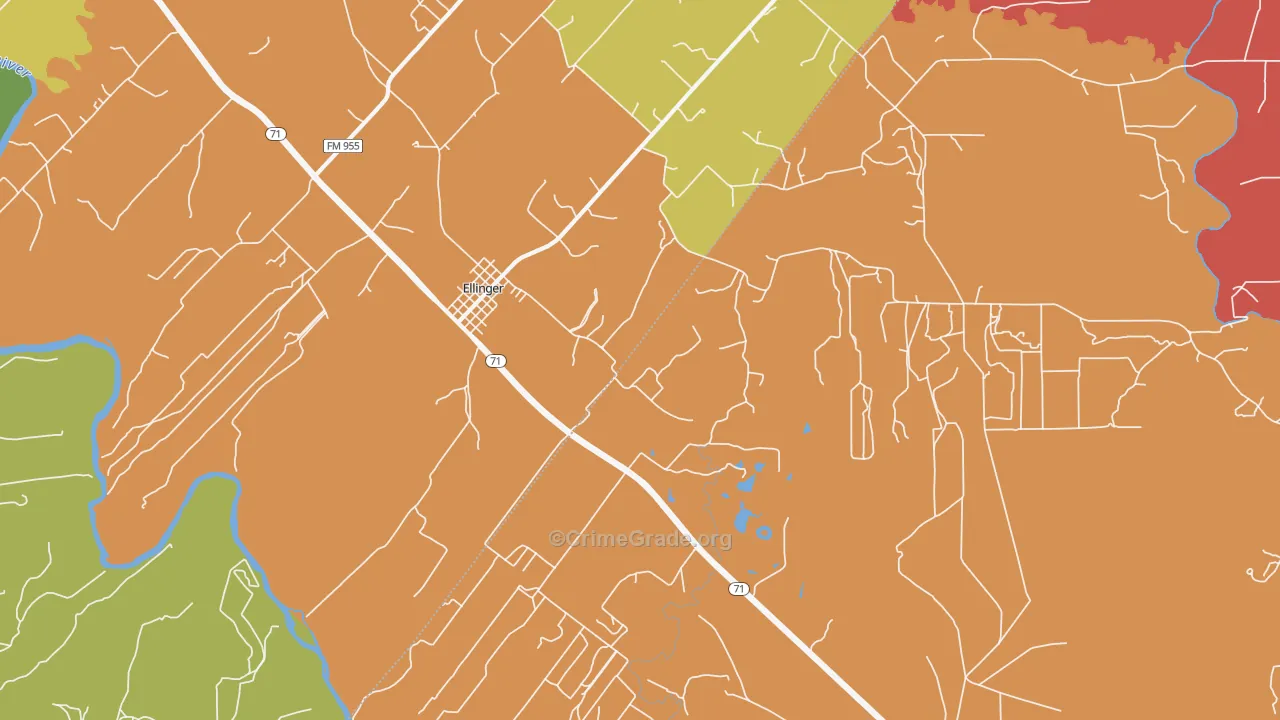 Ellinger, TX Map of Theft Rates