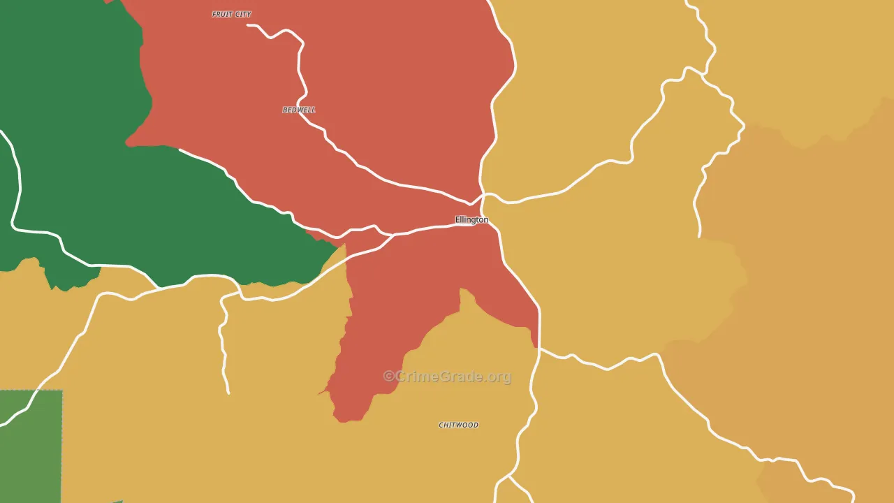 Ellington, MO Map of Theft Rates
