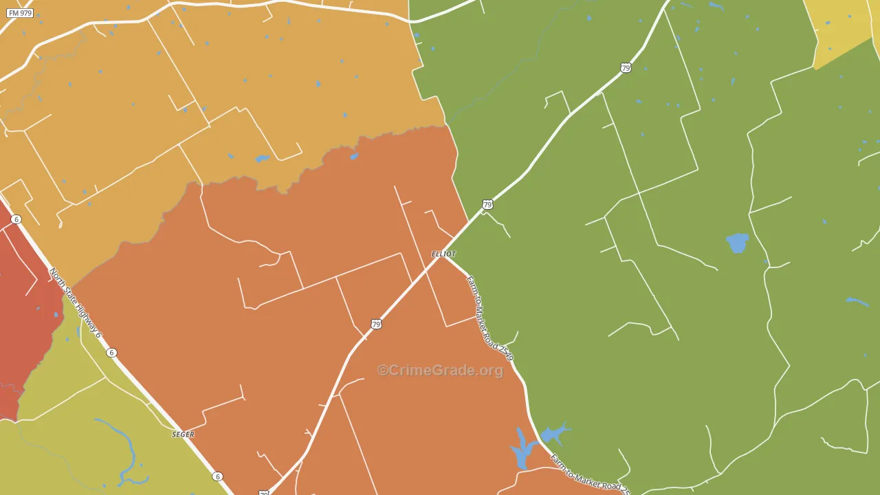 Elliot, TX Map of Theft Rates