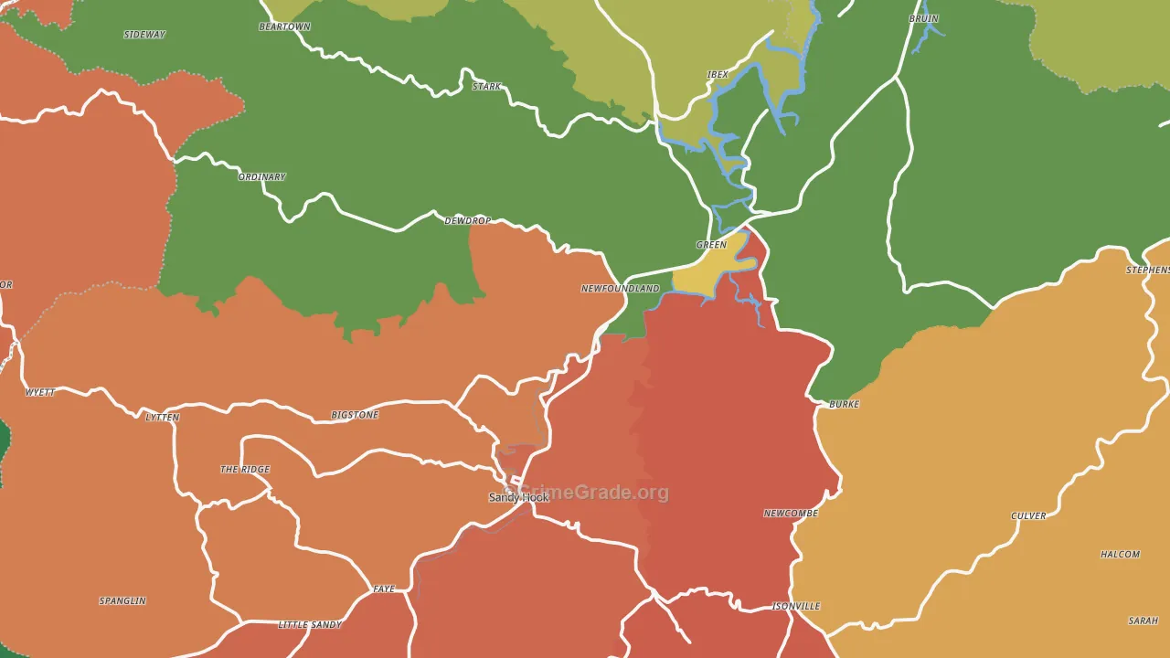 Elliott County, KY Map of Theft Rates