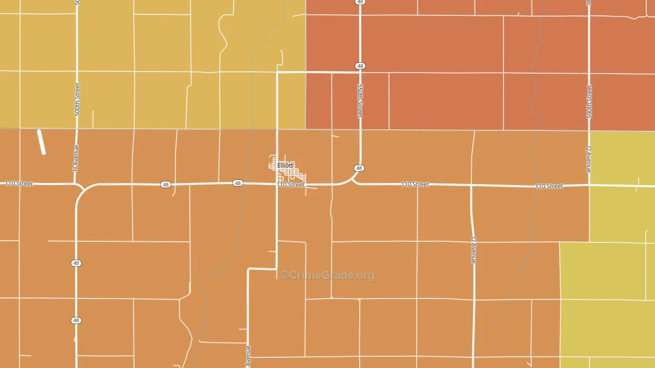 Elliott, IA Map of Theft Rates