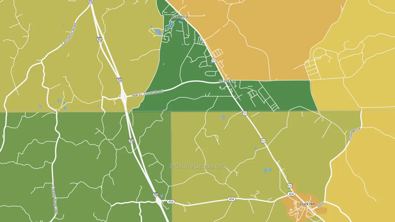 Elliott, MS Map of Theft Rates