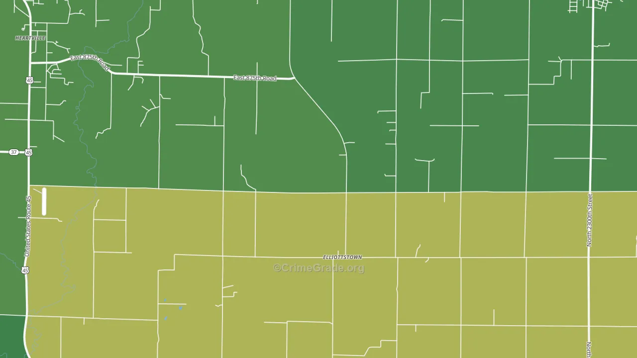 Elliottstown, IL Map of Theft Rates