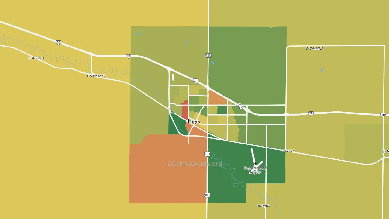 Ellis County, KS Map of Theft Rates
