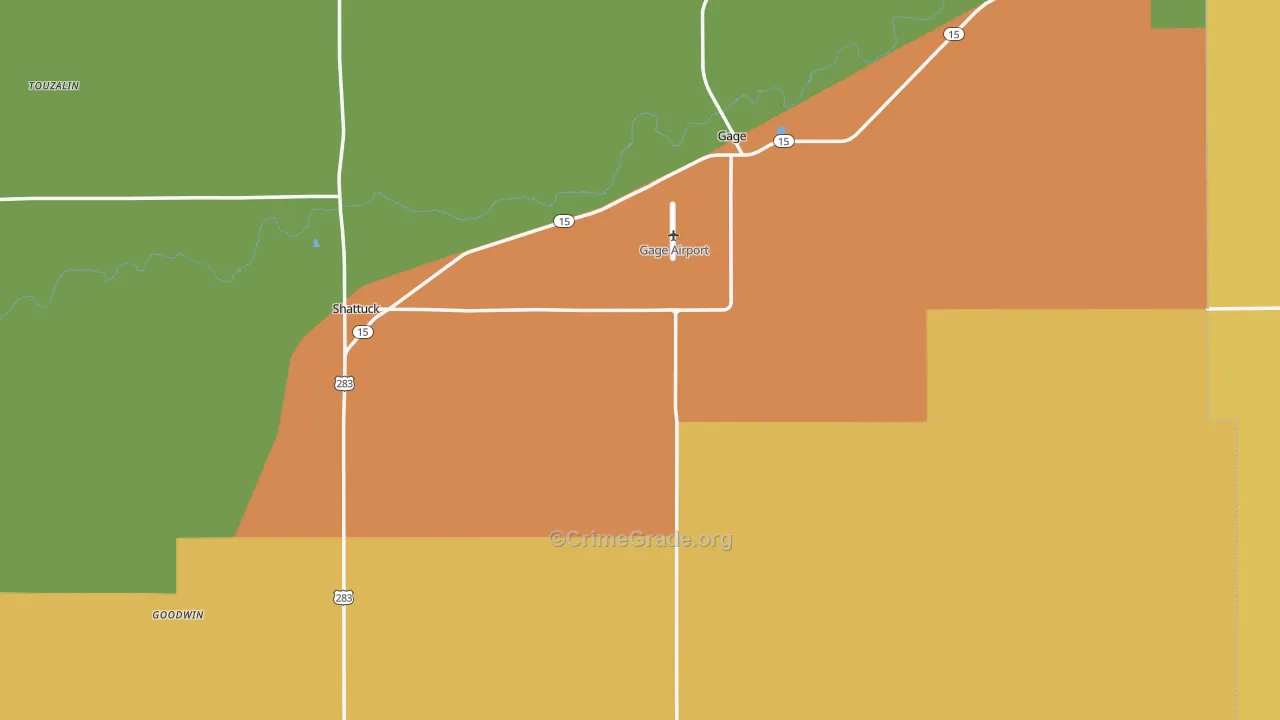 Ellis County, OK Map of Theft Rates