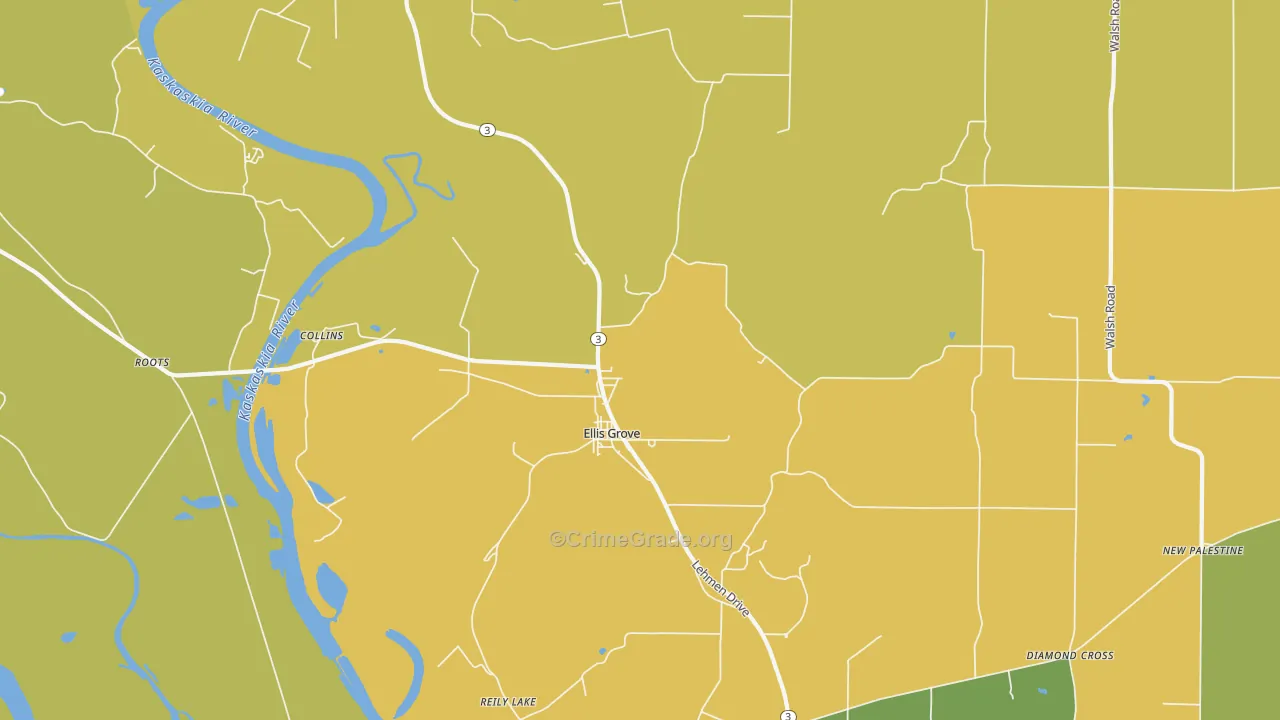 Ellis Grove, IL Map of Theft Rates