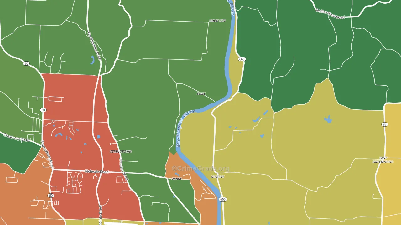 Ellis, OH Map of Theft Rates