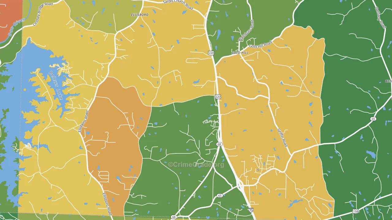 Ellisboro, NC Map of Theft Rates