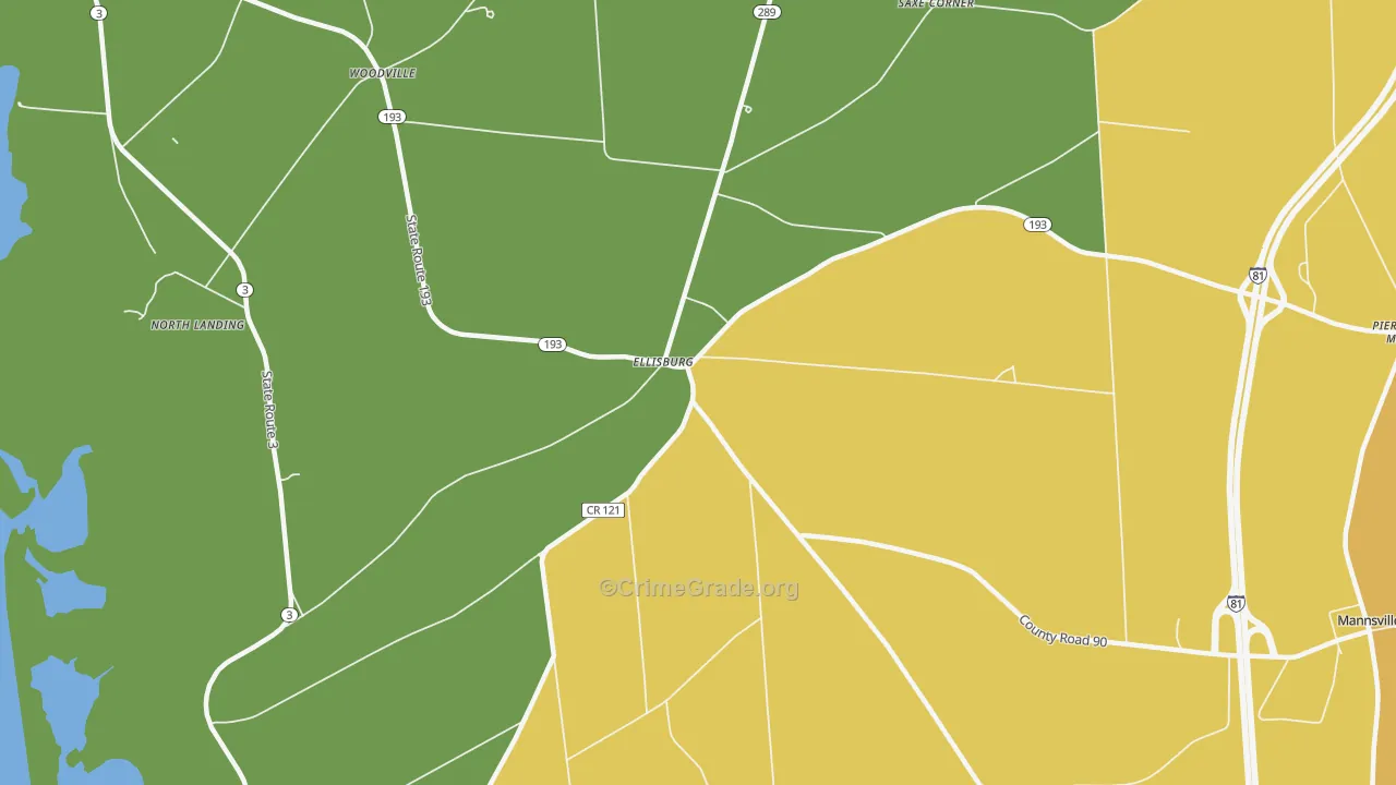 Ellisburg, NY Map of Theft Rates